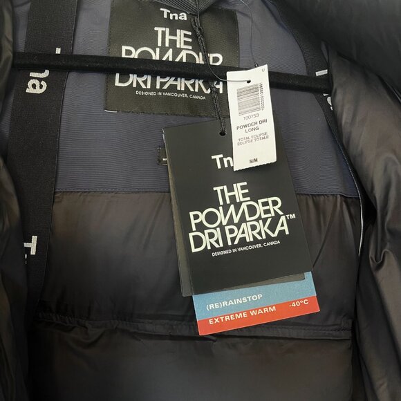 Aritzia TNA The Powder Dri Parka Long - Waterproof Windproof Down Parka Navy M - Picture 3 of 12